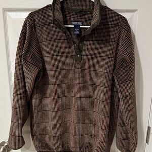 Lands' End Houndstooth Button-Up in Brown and Red